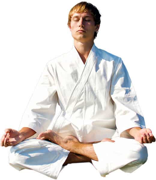 Martial Arts Lessons for Adults in Woodbridge VA - Young Man Thinking and Meditating in White